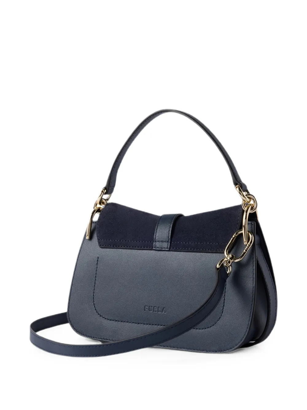 Furla Suède shopper met logoplakkaat Blauw