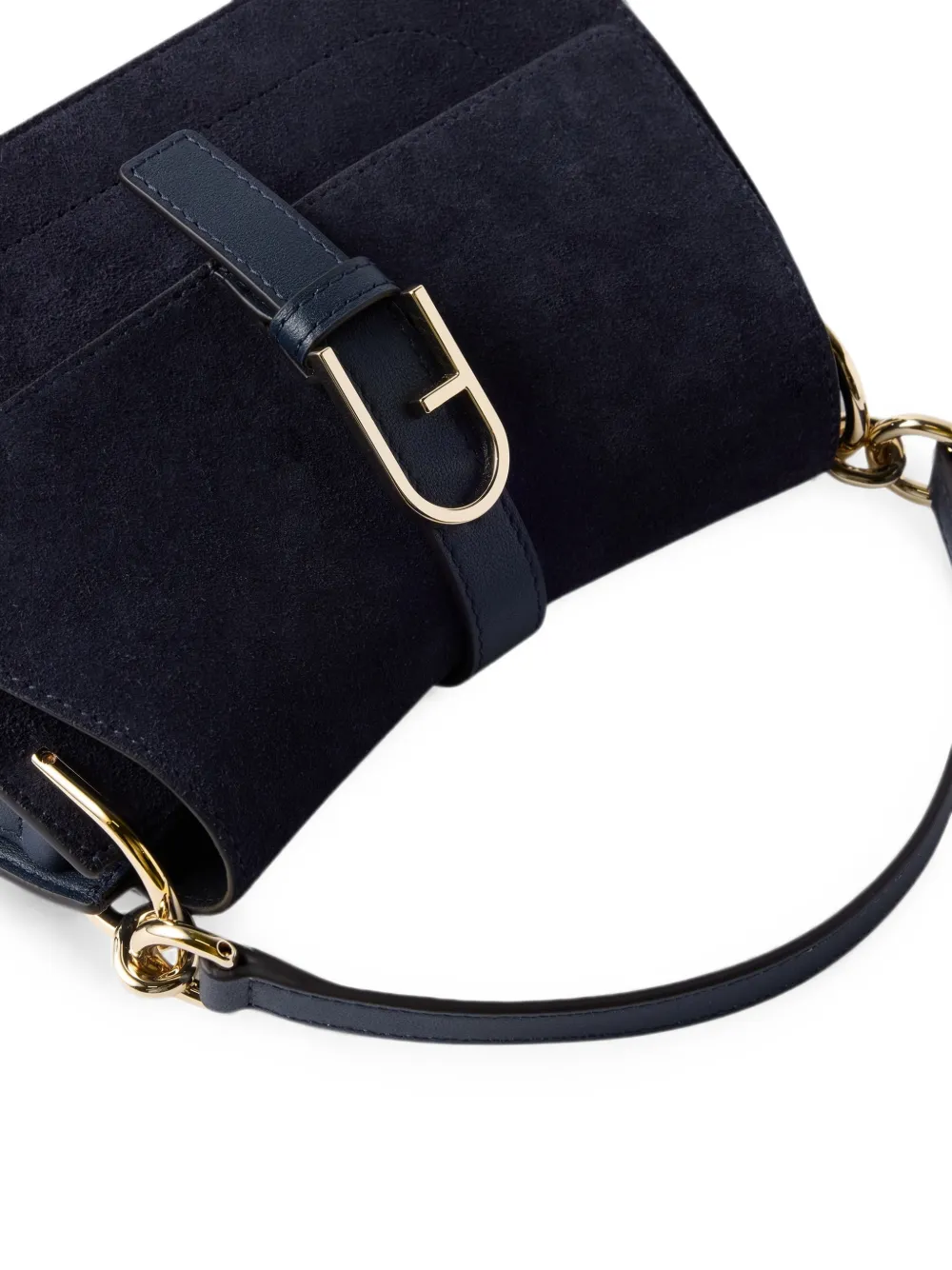 Furla Suède shopper met logoplakkaat Blauw