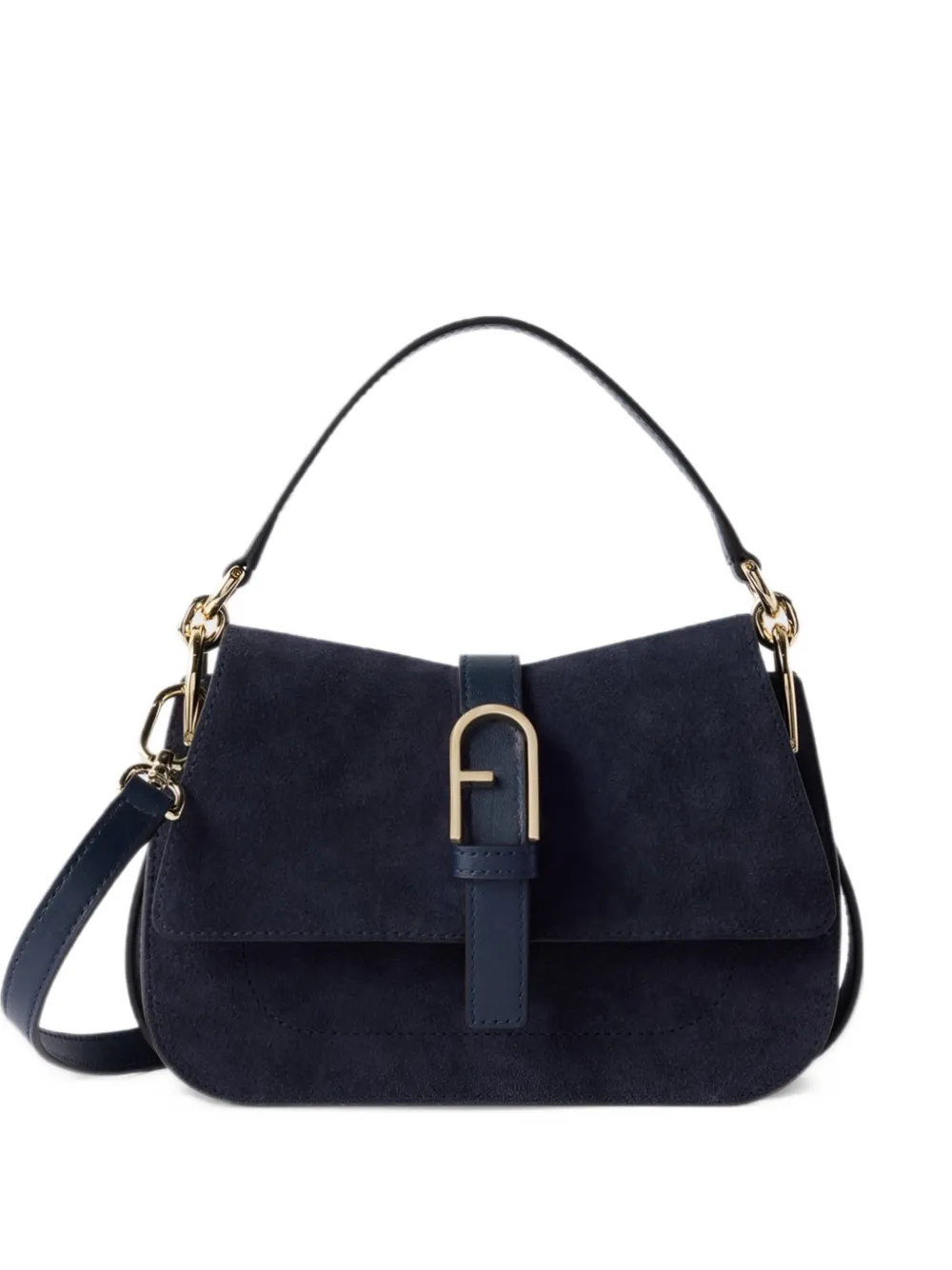 Furla Suède shopper met logoplakkaat Blauw