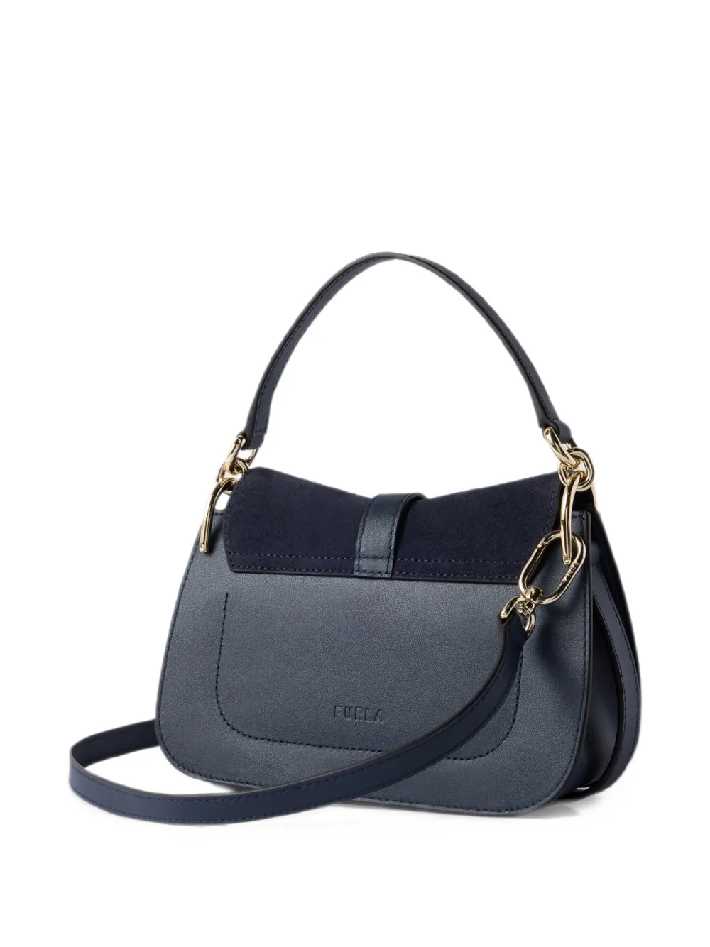 Furla Suède shopper met logoplakkaat Blauw
