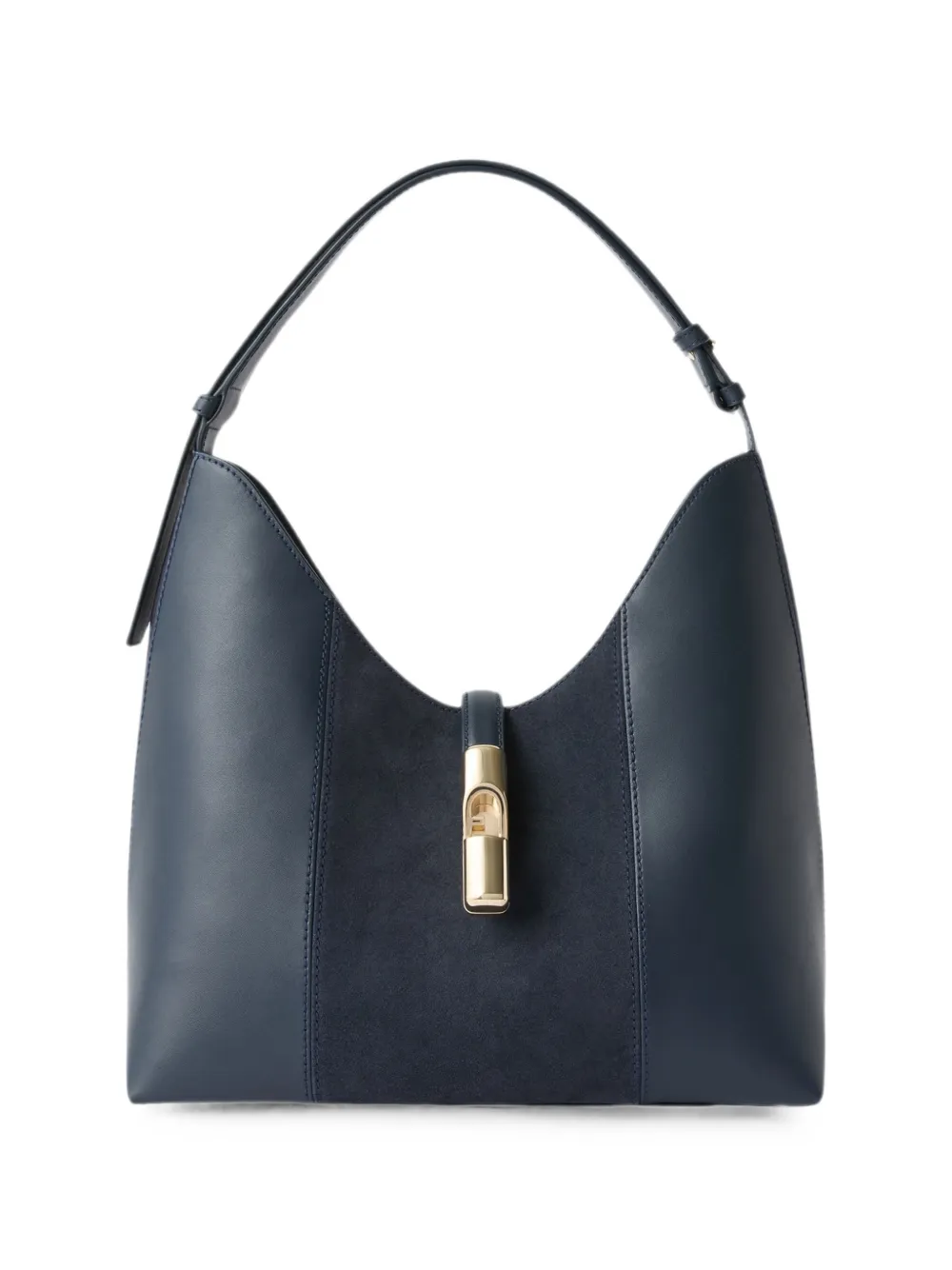 Furla medium suede-panelled leather shoulder bag - Blau