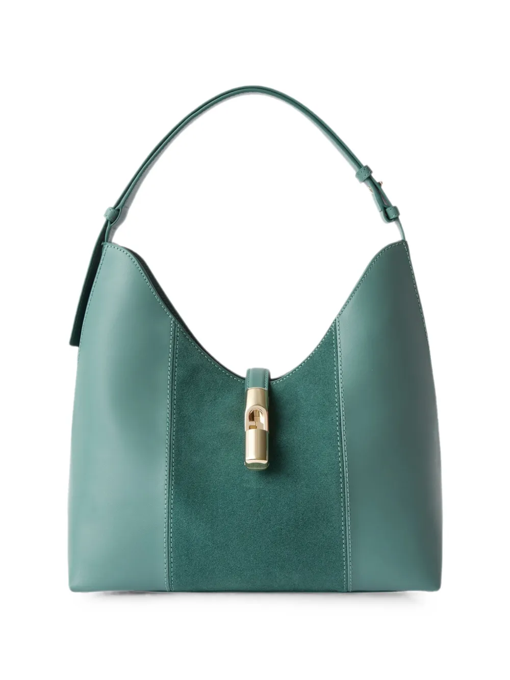 Furla Borsa a spalla media con inserti in pelle scamosciata - Verde