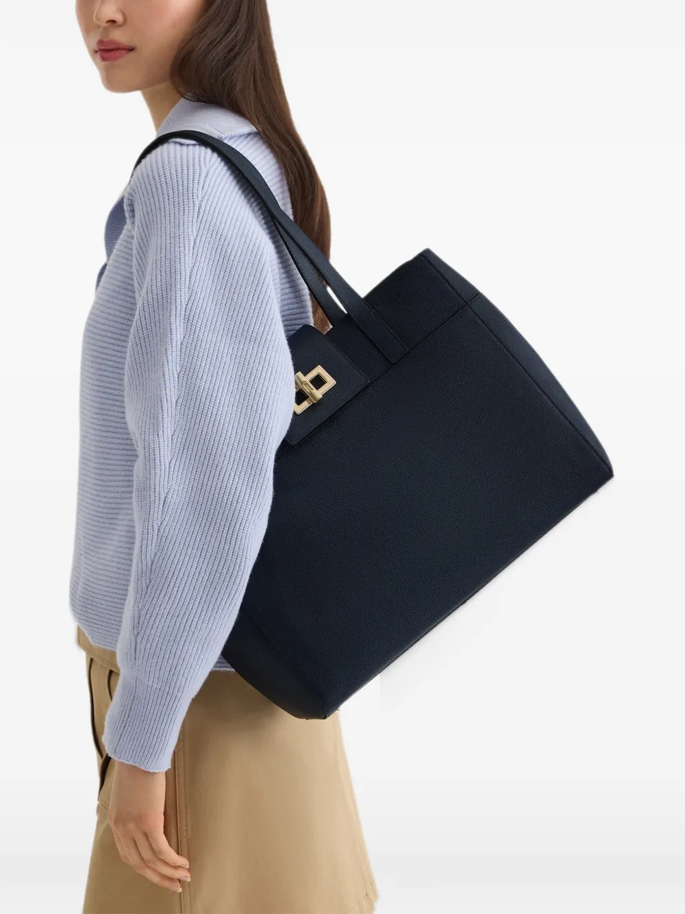 Furla Postina grote leren shopper Blauw