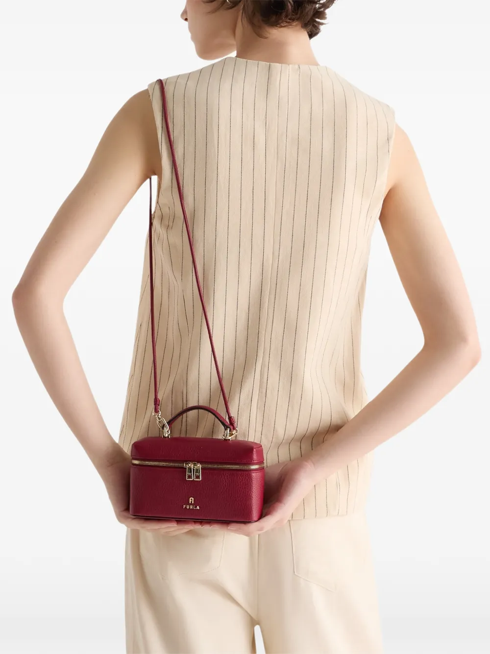 Furla Camelia kleine tas van bewerkt leer Rood