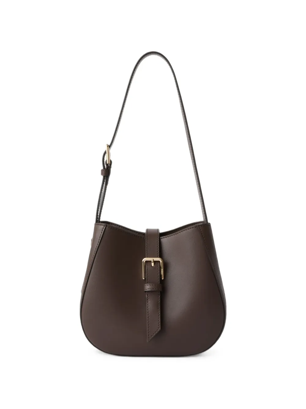 Furla large buckle-detail leather bucket bag - Marrone