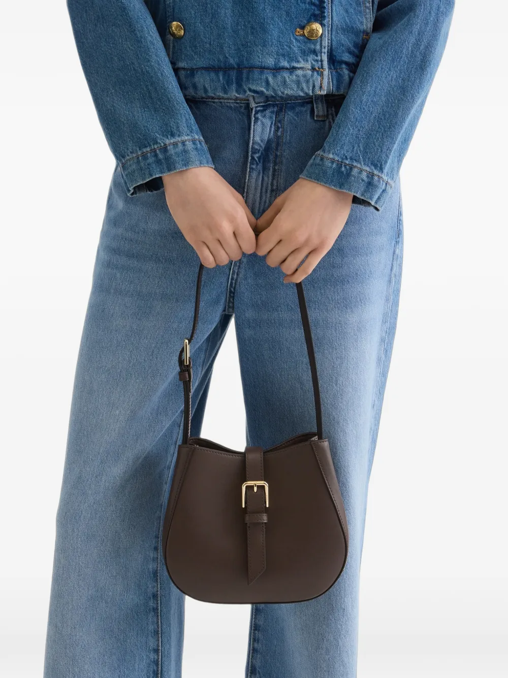 Furla Leren bucket-tas met groot gespdetail Bruin