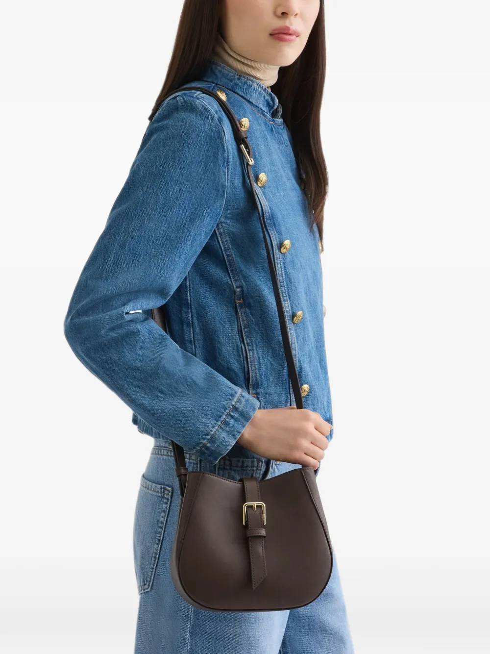 Furla Leren bucket-tas met groot gespdetail Bruin