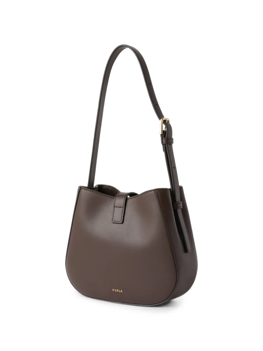 Furla Leren bucket-tas met groot gespdetail Bruin