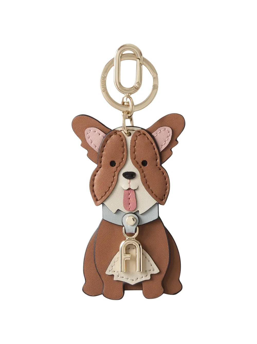 Furla Leren sleutelhanger met hondenpatroon Bruin