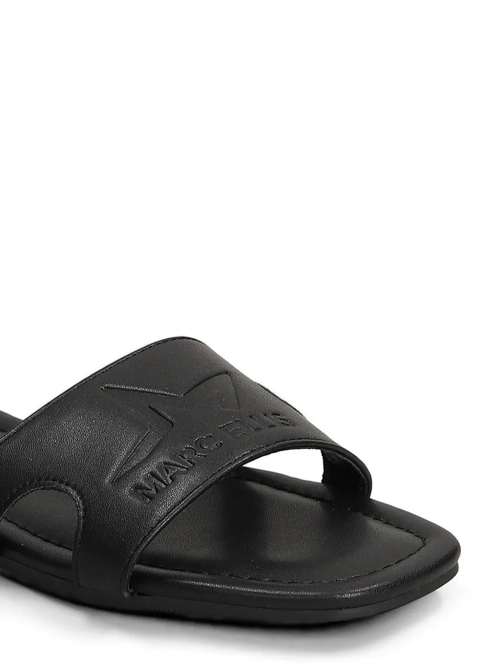 Marc Ellis Emi sandalen met logo-reliëf en uitgesneden details Zwart
