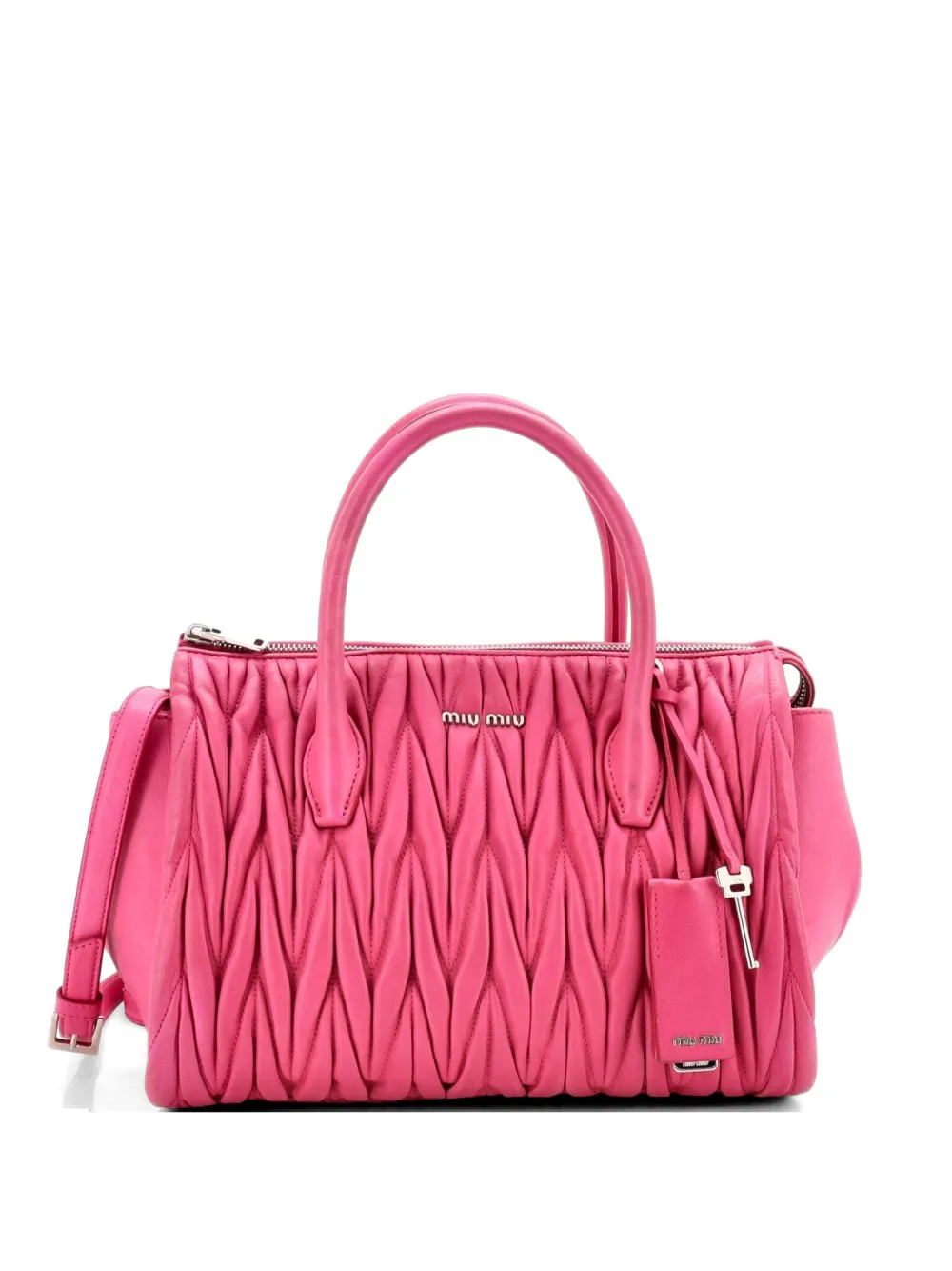 Miu Miu Pre-Owned Convertible Zip Matelasse Leather Small tote bag - Rosa
