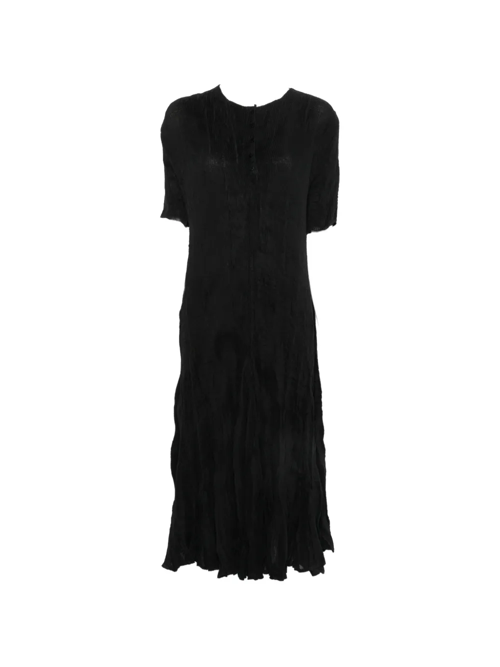 Gongdid Design crinkled short-sleeve midi dress - Nero