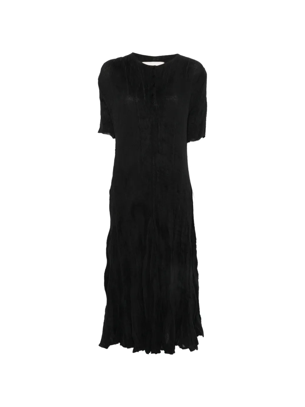 Gongdid Design crinkled short-sleeve midi dress - Nero