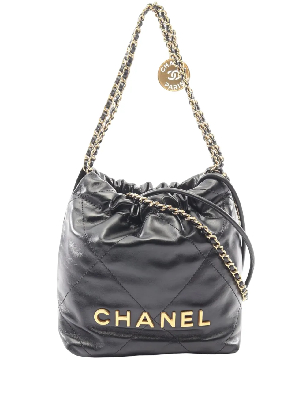 CHANEL Pre-Owned 2021-2026 Mini Shiny Calfskin 22 Handbag satchel - Schwarz