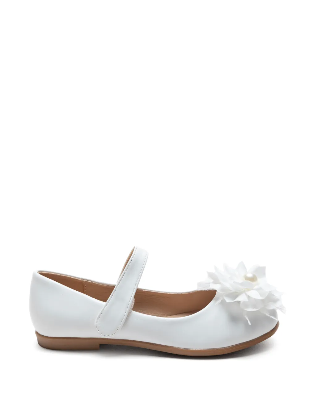 Tulleen Dahlia flower-embellished ballet flats - Bianco