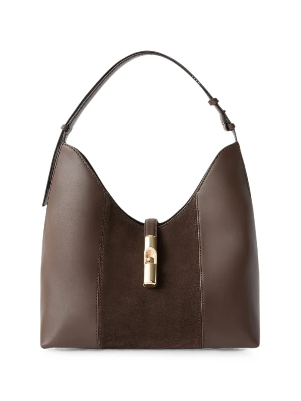 Furla medium suede-panelled shoulder bag - Braun