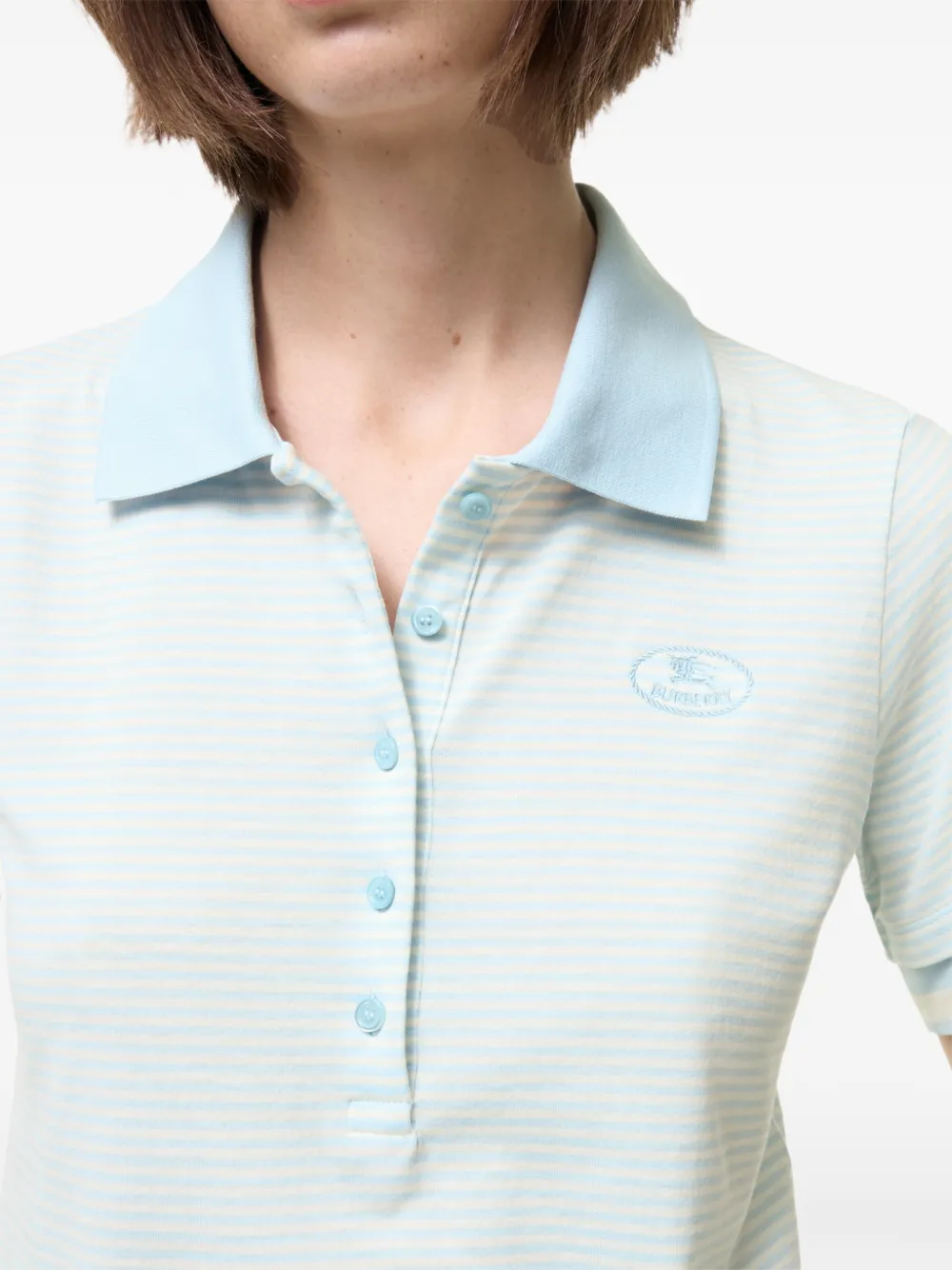  Burberry Polo De Algodón A Rayas - Azul 