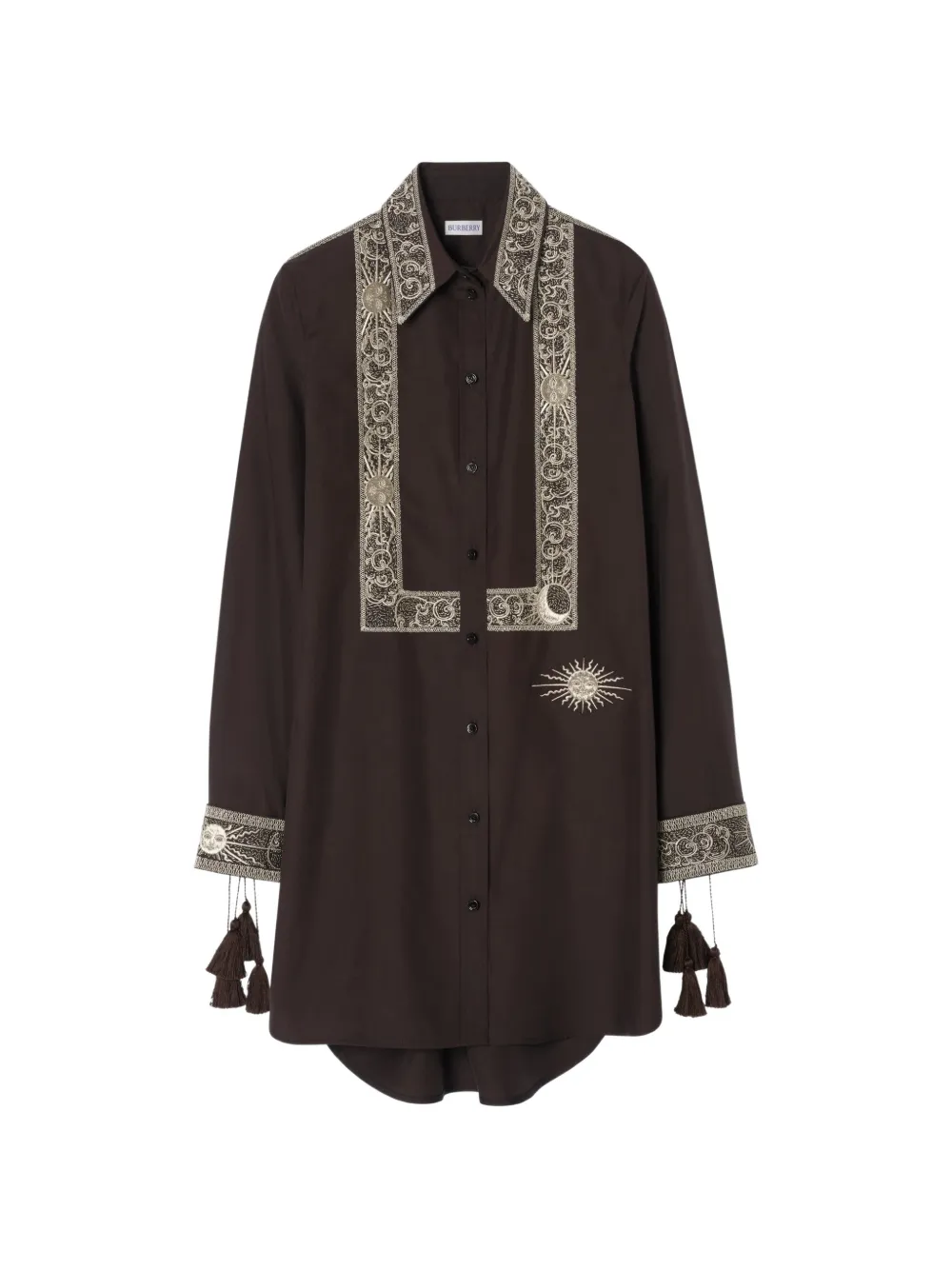 Burberry embroidered silk shirt dress - Braun