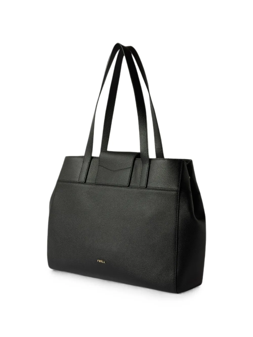 Furla Grote korrelige leren shopper Zwart