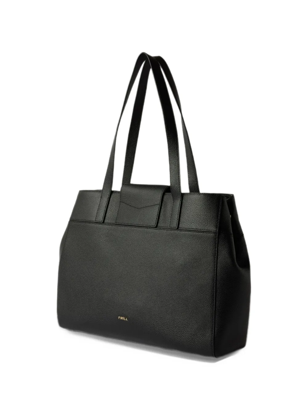 Furla Grote korrelige leren shopper Zwart