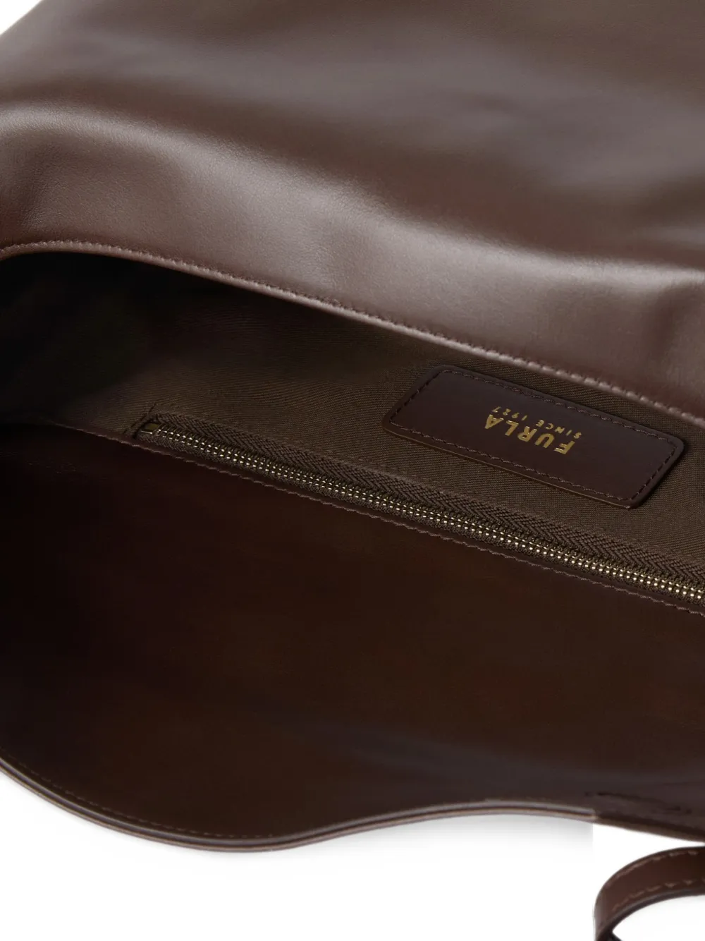 Furla Leren schoudertas met logolabel Bruin