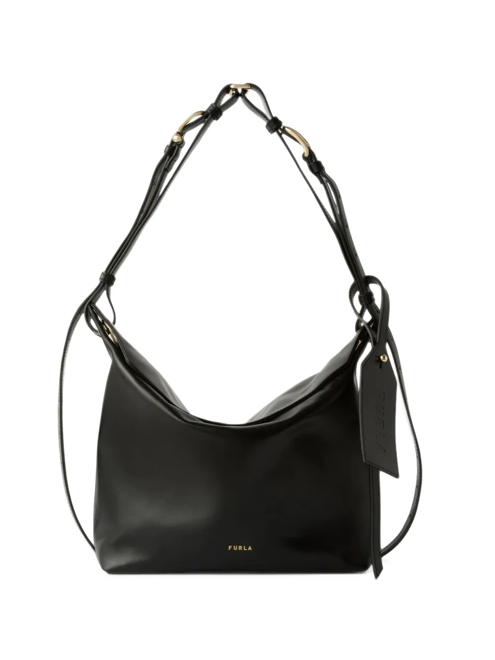 Furla Borsa a spalla in pelle con placca logo - Nero