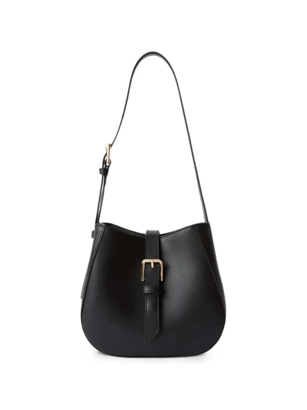 Furla large buckle-detail leather bucket bag - Nero