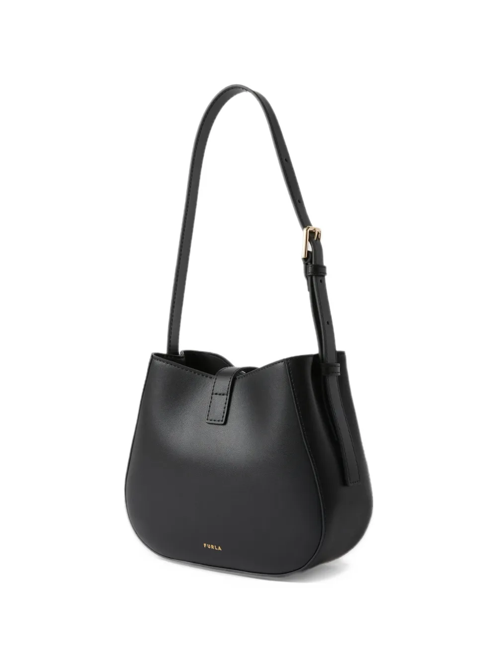 Furla Leren bucket-tas met groot gespdetail Zwart