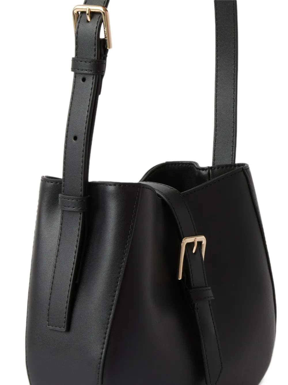 Furla Leren bucket-tas met groot gespdetail Zwart