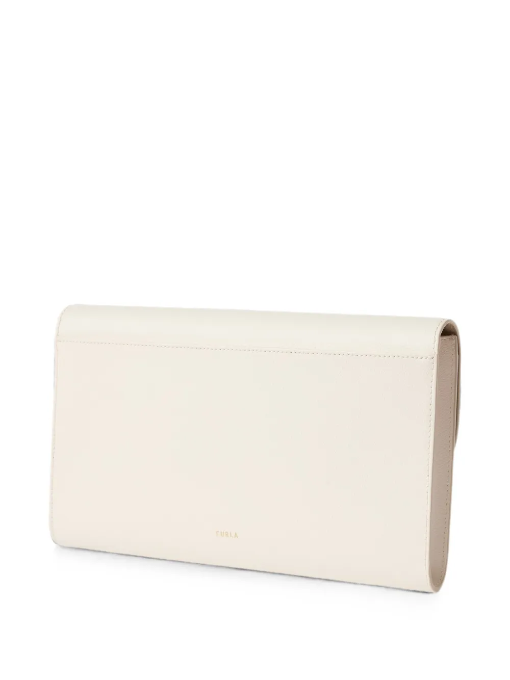 Furla Iride leren clutch met logogesp Wit