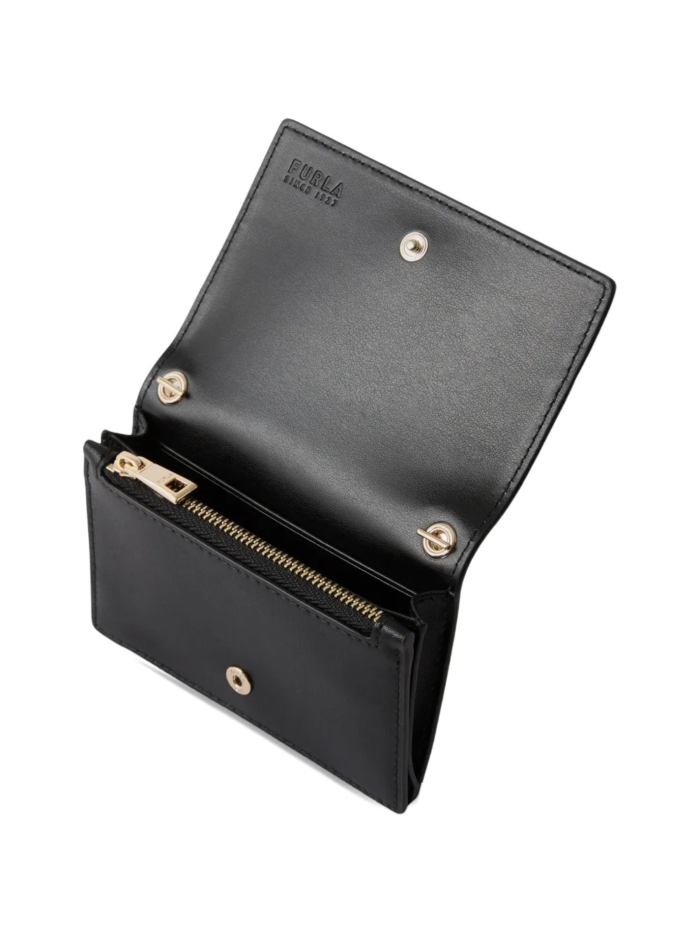 Furla Lia leren portemonnee met ketting Zwart