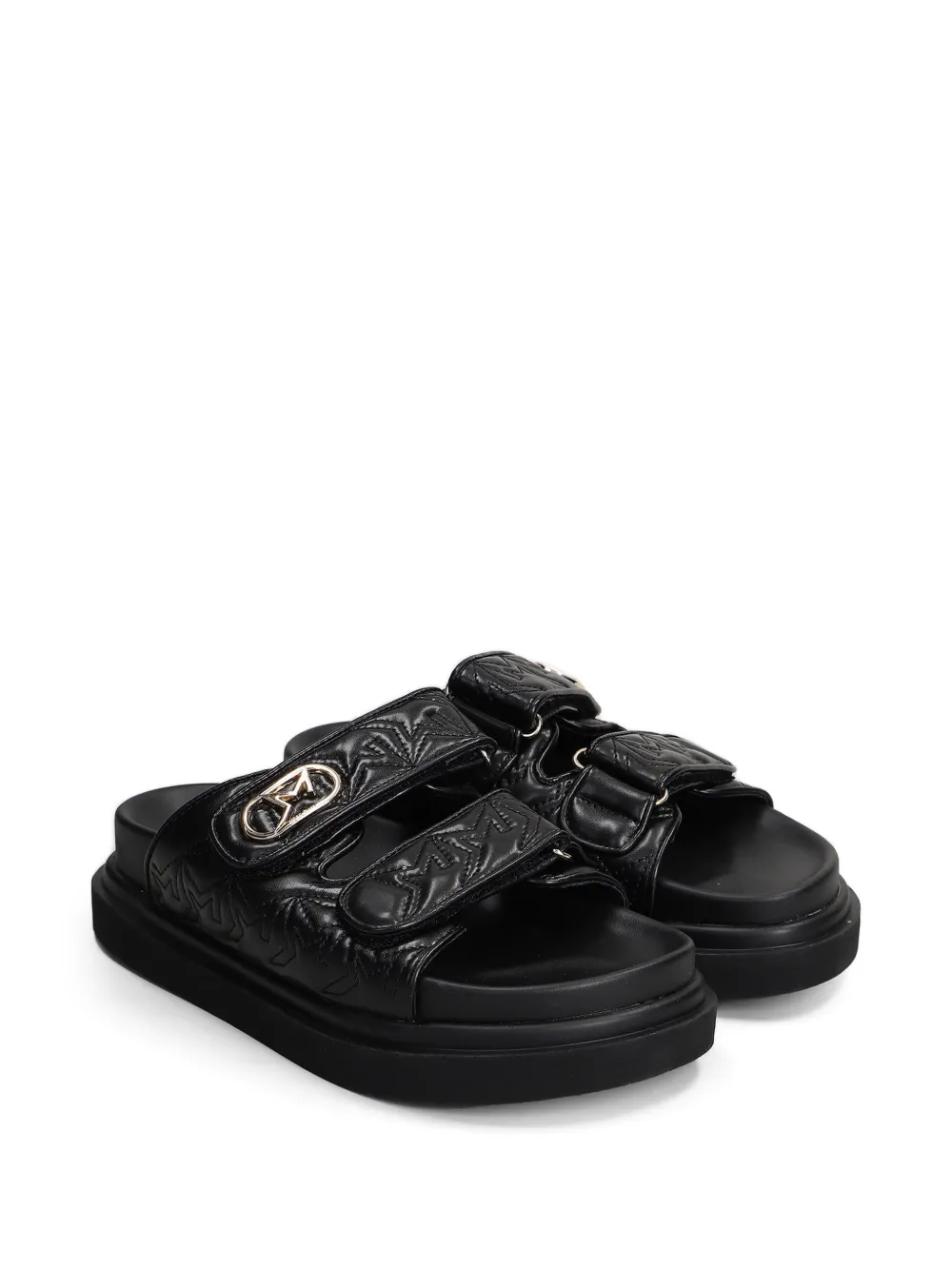 Marc Ellis Calipso 002 sandalen met klittenband en logoplakkaat Zwart