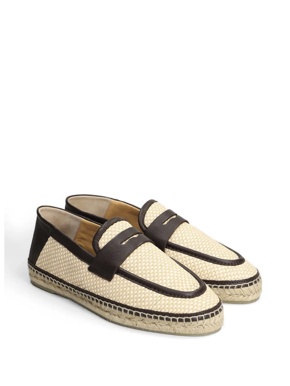 Castañer Norris leather-trimmed woven espadrilles Beige