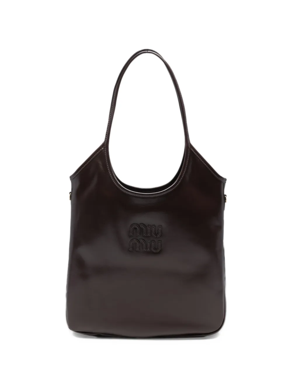 Miu Miu ivy logo-embossed leather shoulder bag - Marrone
