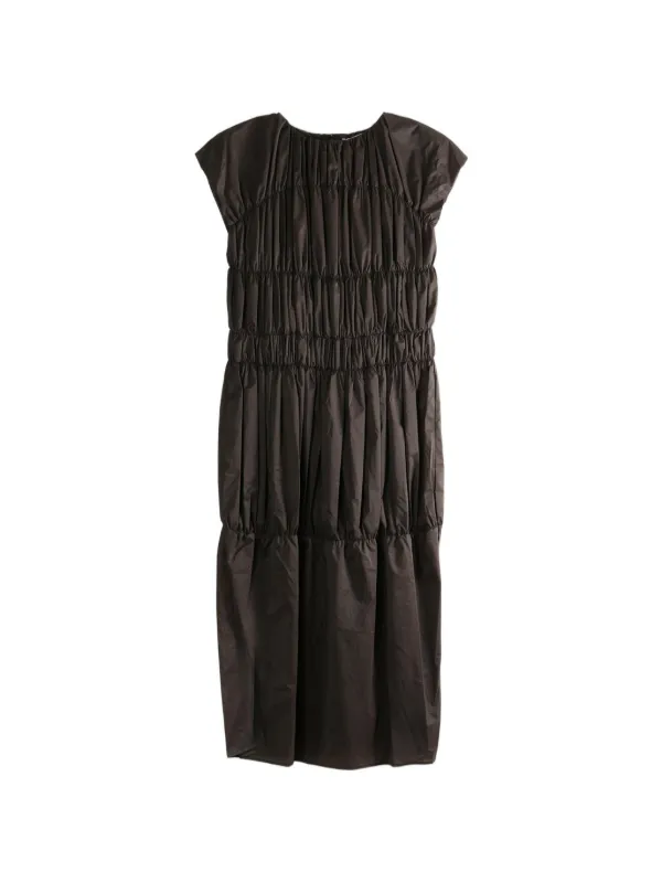 Amomento Shirred Tiered Dress | Brown | FARFETCH