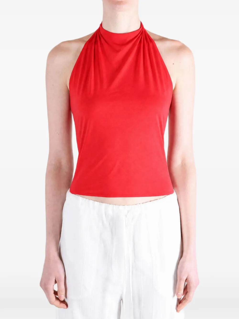 Amomento Halterneck Gathered Top In Red