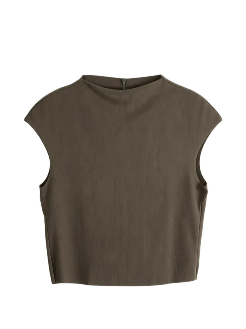 Amomento Ribbed-knit Cap-sleeve Top In Brown