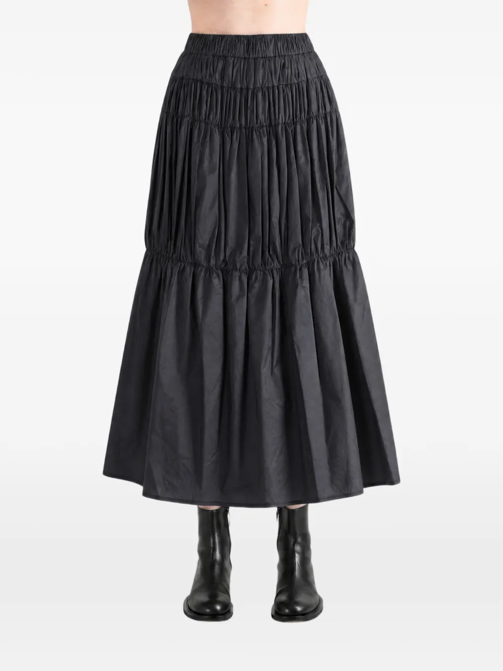  Amomento Falda Fruncida A Capas - Negro 