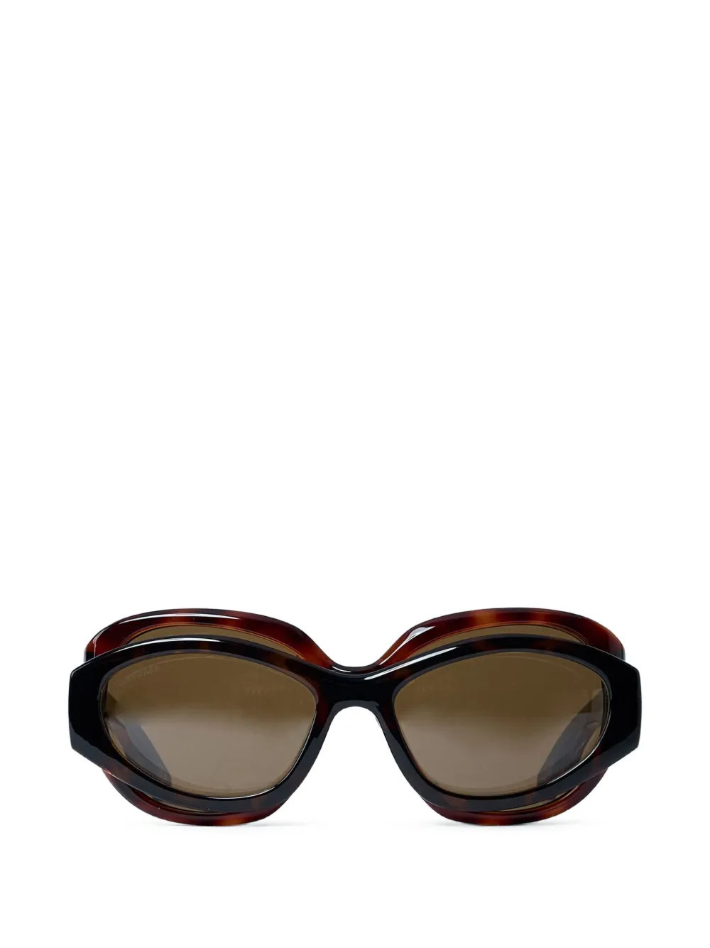 Balenciaga Eyewear Superbusy layered sunglasses - Braun