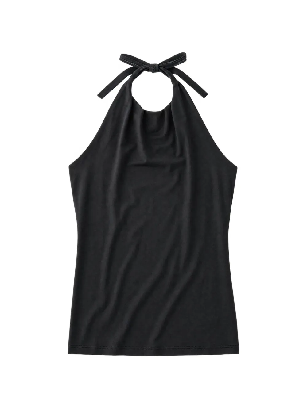 Amomento Halterneck Cowl-neck Top In Black