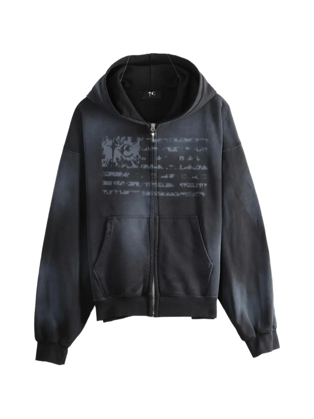 THUG CLUB faded-effect full-zip hoodie - Black