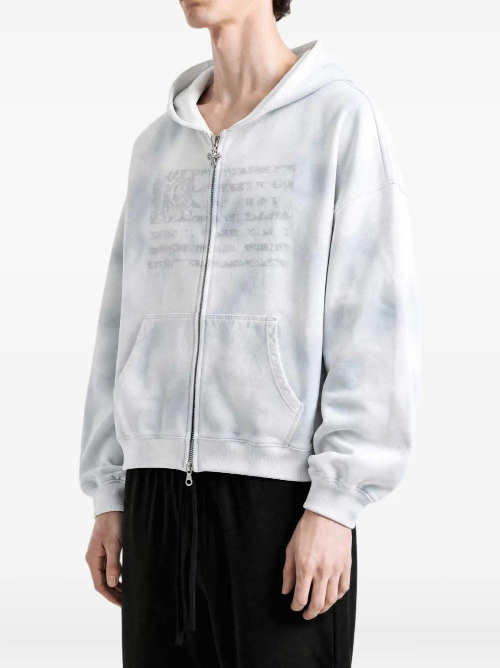 THUG CLUB graphic-print zip-up Hoodie | White | FARFETCH