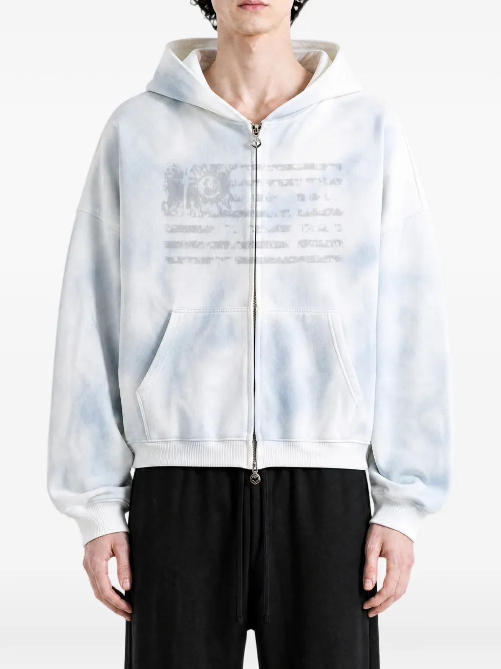 Thug Club Tribal Tree Zip HoodieグレーM THUG CLUB graphic-print zip-up Hoodie | White | FARFETCH