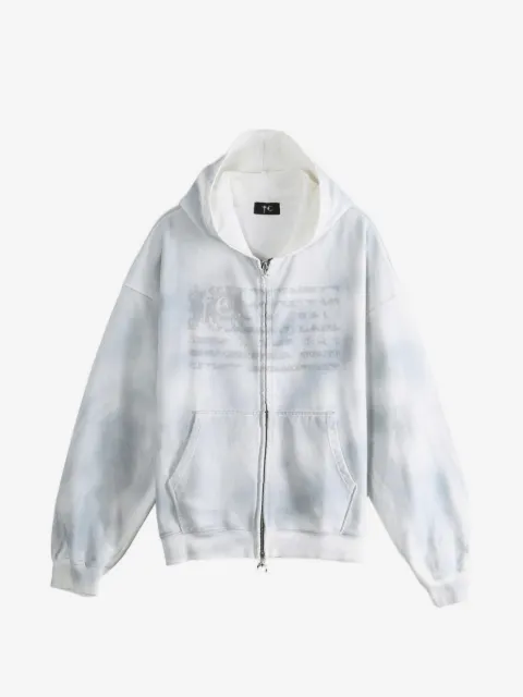 THUG CLUB graphic-print zip-up hoodie