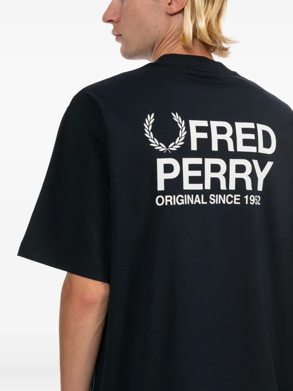Fred Perry T-shirt met logoprint Blauw