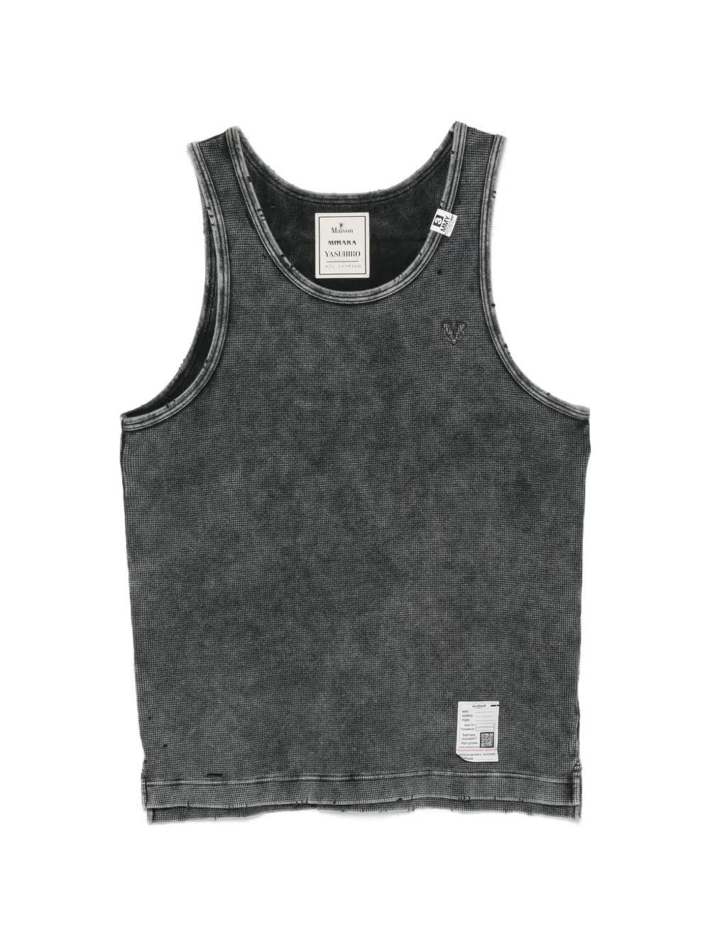 Maison MIHARA YASUHIRO distressed waffle-knit tank top - Nero