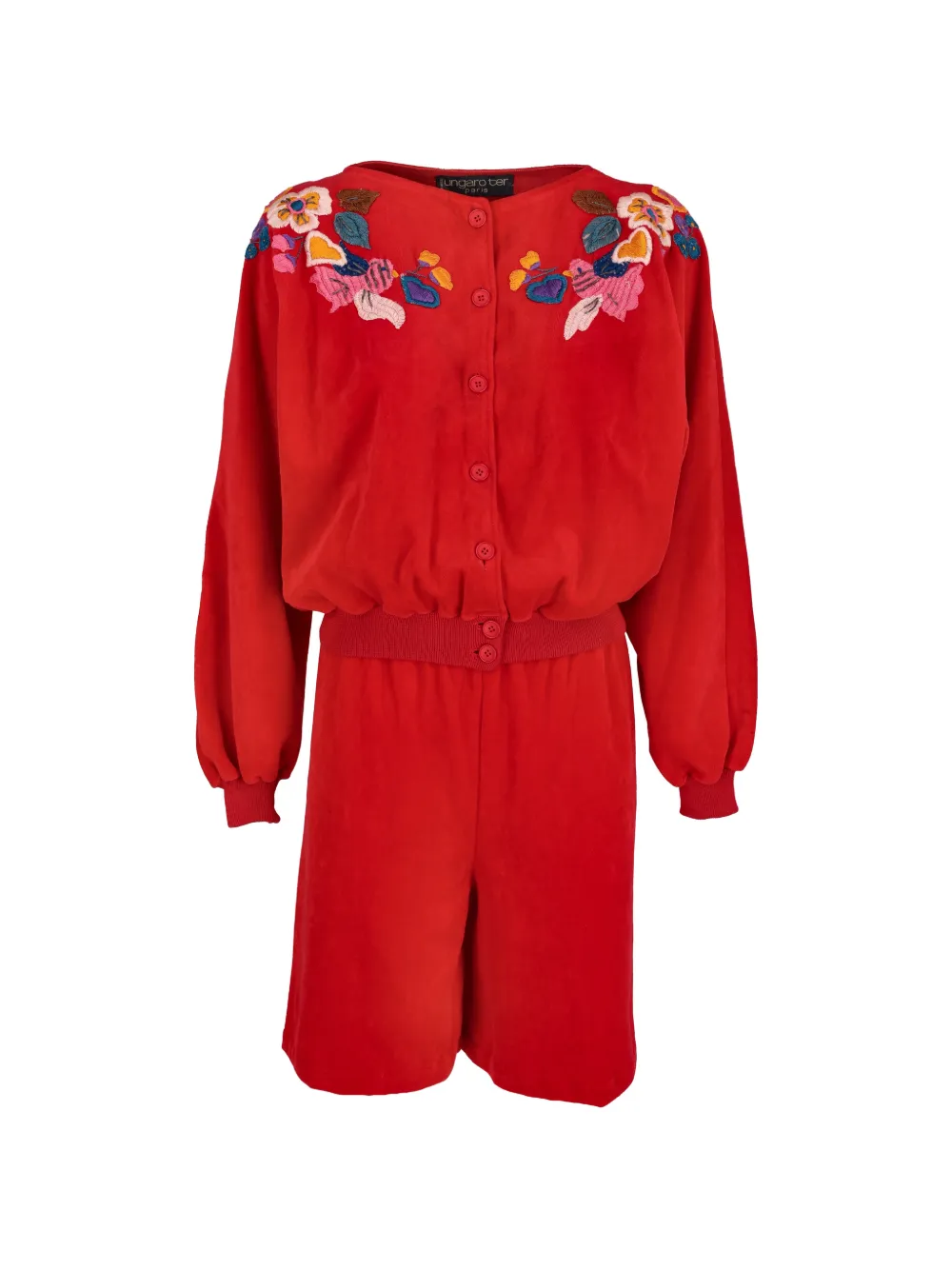 Emanuel Ungaro Pre-Owned floral-embroidered button-up jacket set (set of two) - Rosso