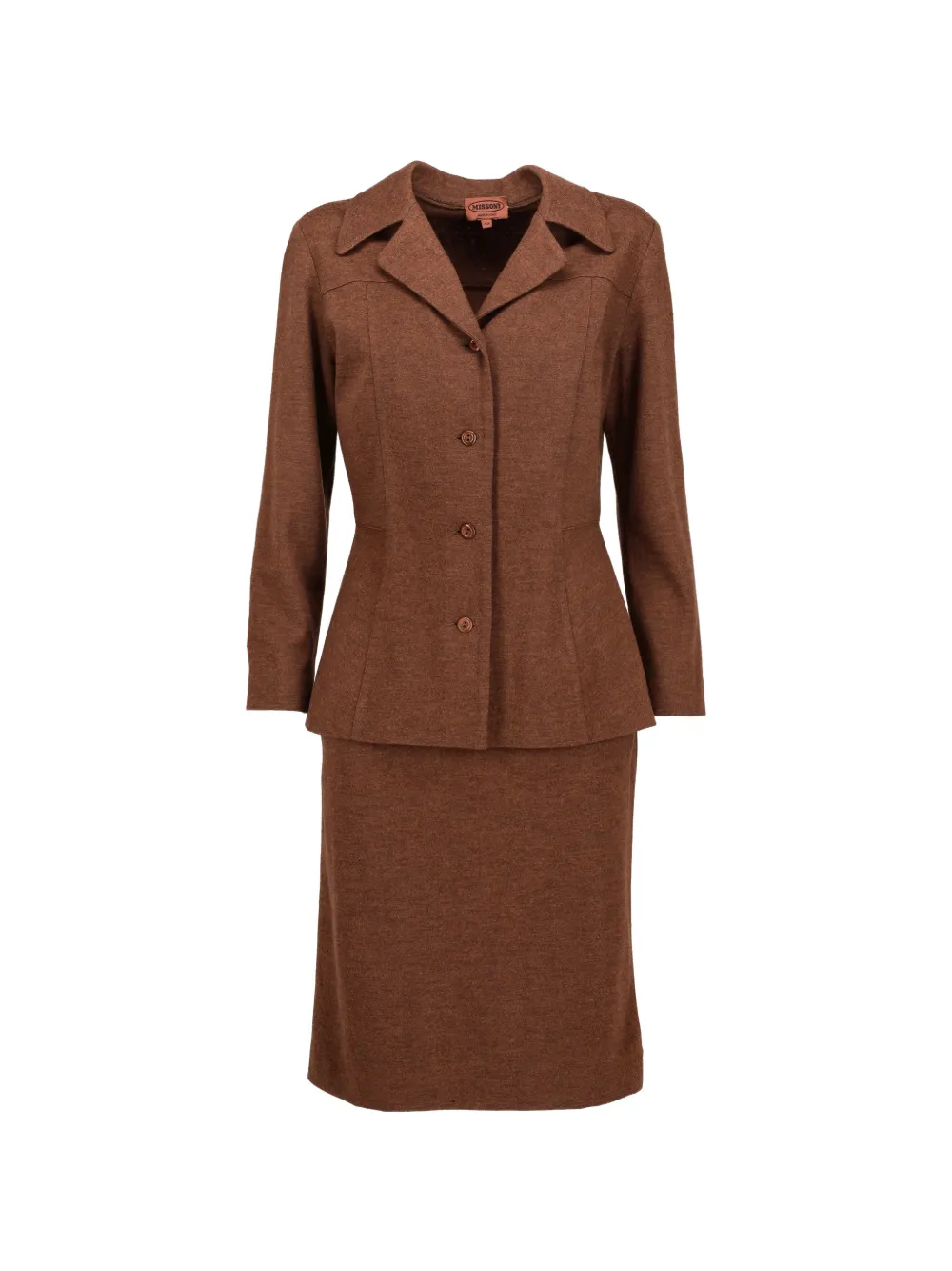 M Missoni Vintage notched-lapel button-up skirt suit - Marrone