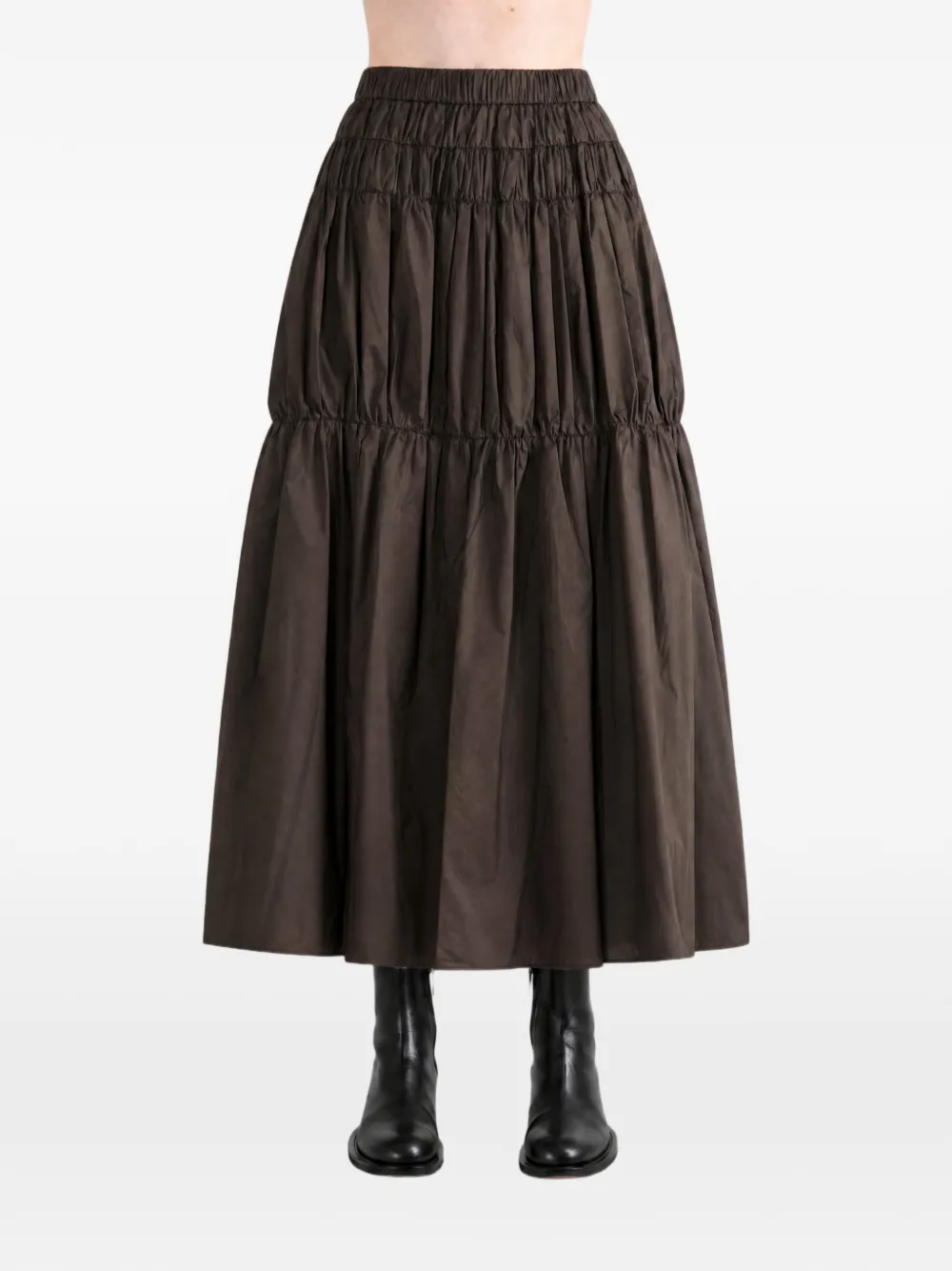 Amomento shirred tiered skirt - Marrone
