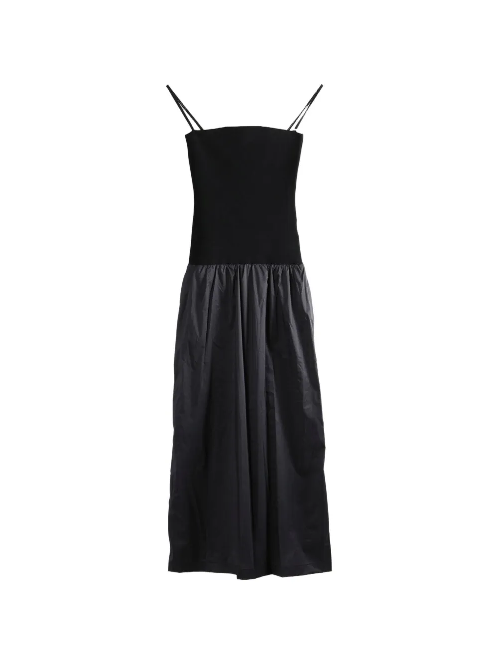 Amomento gathered-skirt spaghetti-strap dress - Nero